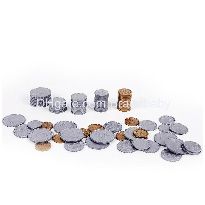 play money coin 100pcs/set pennies 20 each of one cent nickles dimes and quarters halfdollars fake plastic coin for kids learning