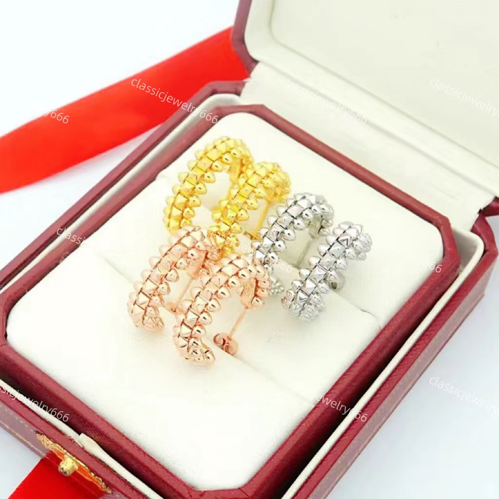 

High quality women's gold earrings Fashion designer brand earrings 18K gold jewelry festival gift bracelet Factory strap box