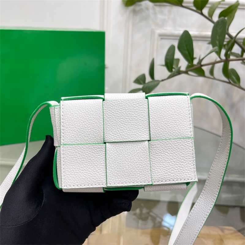 

Luxurys Bag Venetabottegas the Cassette Sheepskin Handmade Woven Crossbody Bag with One Shoulder Waist Bag Is a Cute 6-compartment Mini Small Square Bag Zc, Litchi grain white