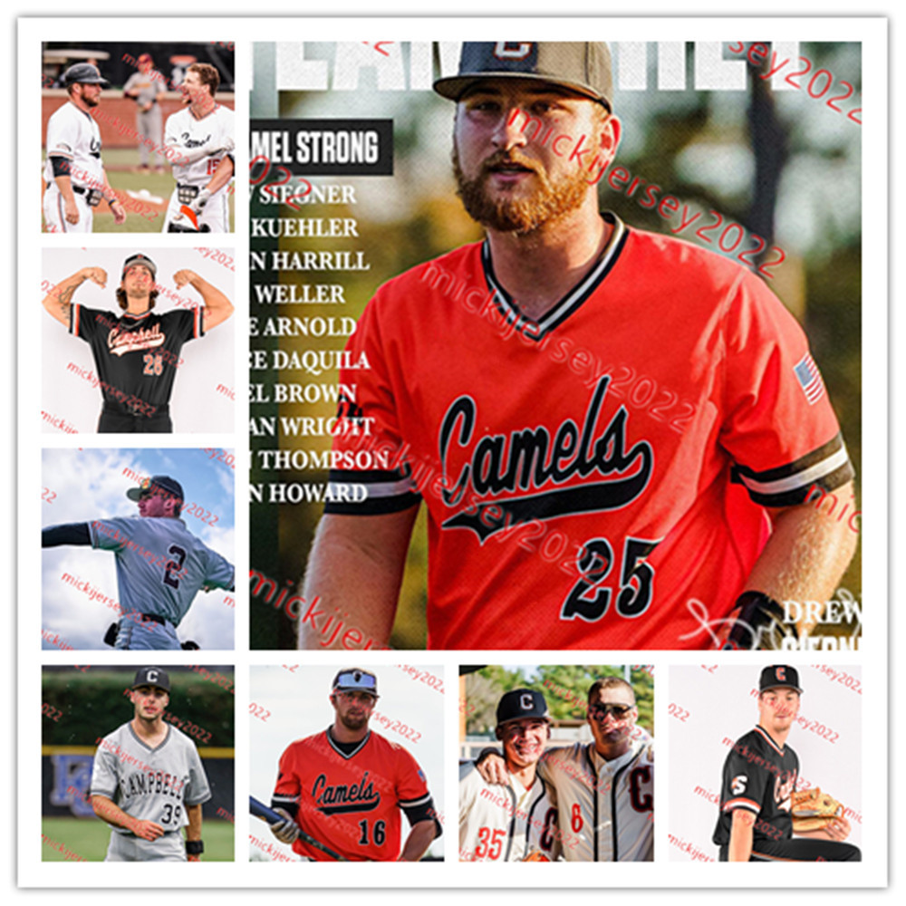 

Daniel Brown Andrew Schuldt Campbell Baseball Jersey Dalen Thompson Jonah Oster Anthony Mitta Garret Kangas Campbell Fighting Camels Jerseys Custom Stitched Mens, Black pullover