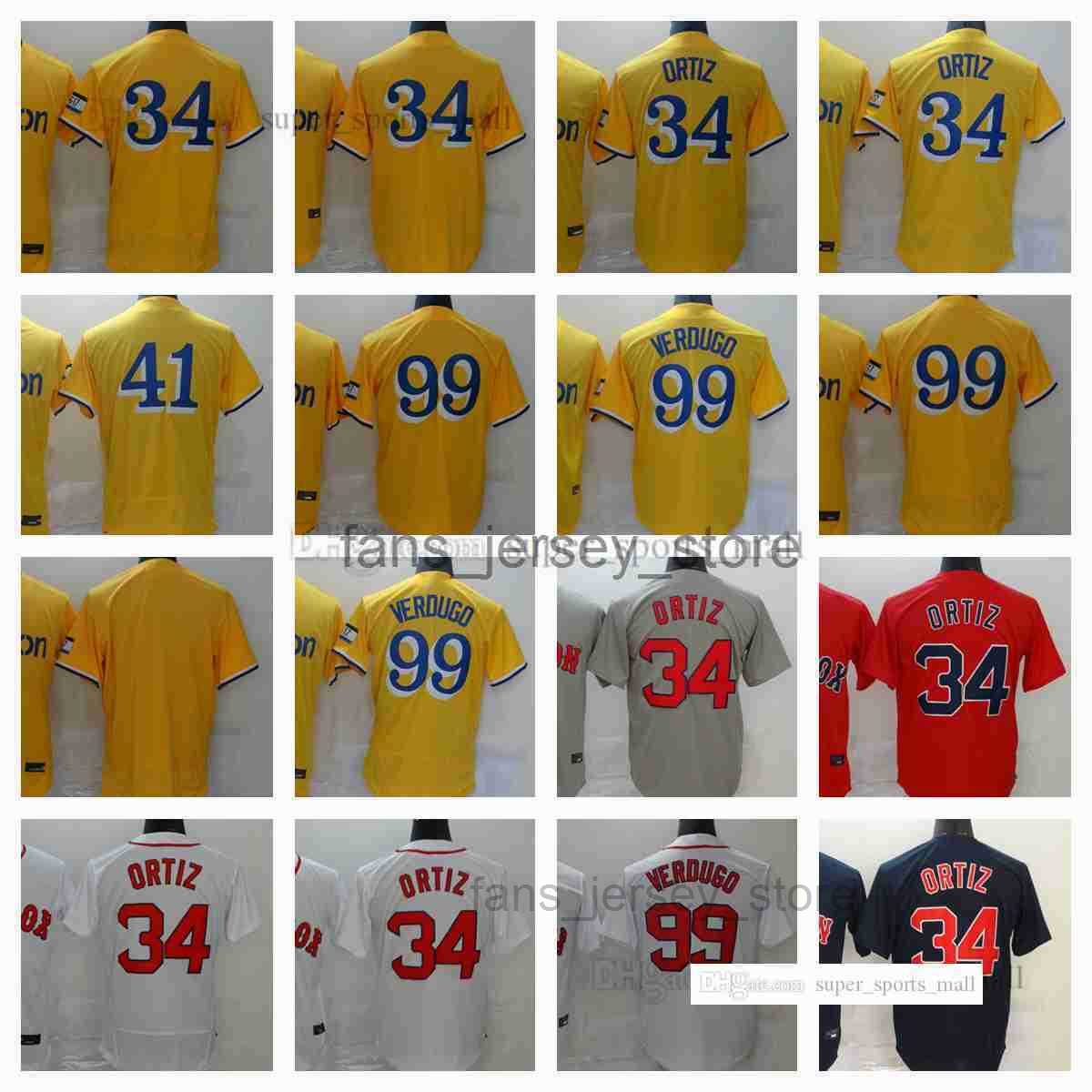 

2022 New Baseball Jerseys 44 Chris Sale 34 David Ortiz 99 Alex Verdugo Blank Jersey Men Women Youth Size S--XXXL, As picture