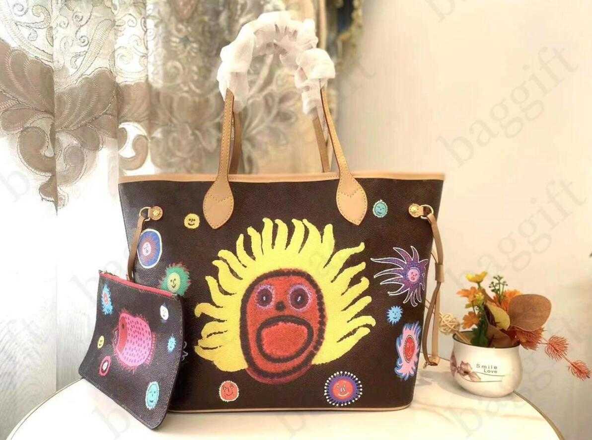 

Womens Designer YK Face Print Yayoi Kusama louiseits Embroidery Leather Handbag joyful faces viutonits Tote upbeat energy Purse Wallet Bag M46426, Make up the difference