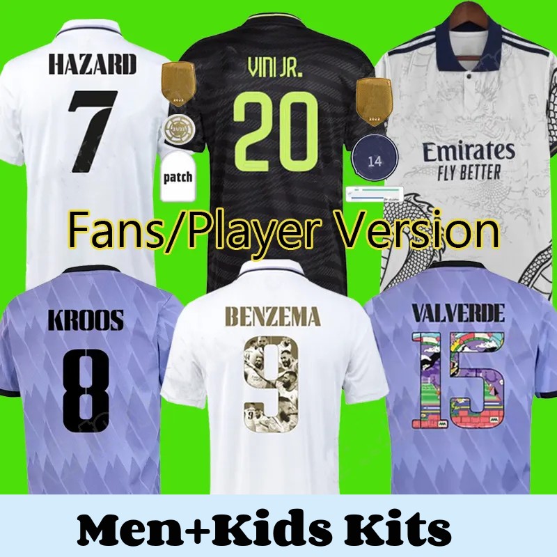 

2023 BENZEMA Finals Soccer Jerseys 22 23 Men Football Shirts VINI JR CAMAVINGA TCHOUAMENI REAL MADRIDS VALVERDE HAZARD ASENSIO MODRIC Camiseta Kids Kits Uniforms, 22 23 third + ucl