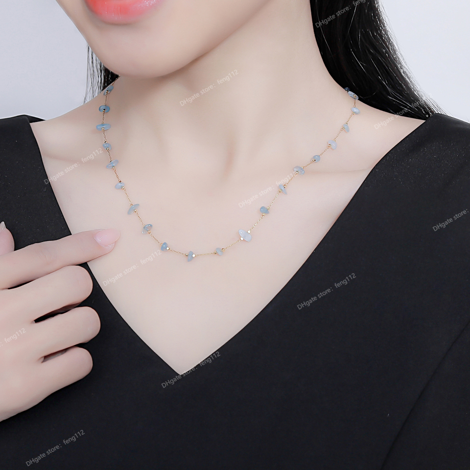 Collier chaîne en pierre naturelle pour femmes, bijoux à la mode sur le cou, ensemble de fête/mariage, cadeau de luxe, travail manuel, pull, chaî