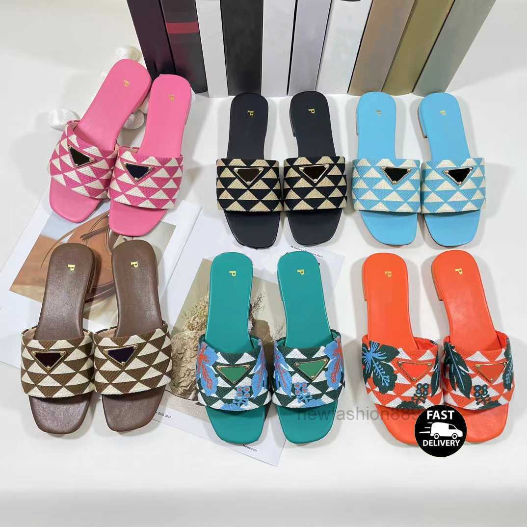 

Italy Designer slipper Women Flat milano Sandals Slides Mule Shoe Luxury Brands Shoes Woman Ladies Summer Flip Flops Slippers Fashion Miller 6 color, P001