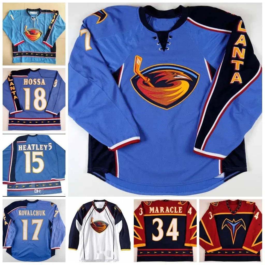 CUSTOM Vintage Atlanta Thrashers 17 ILYA KOVALCHUK Hockey Jerseys 18 Marian Hossa 15 DANY HEATLEY Zach Bogota Johan Hedberg Kari Lehtonen Th-image-921838037