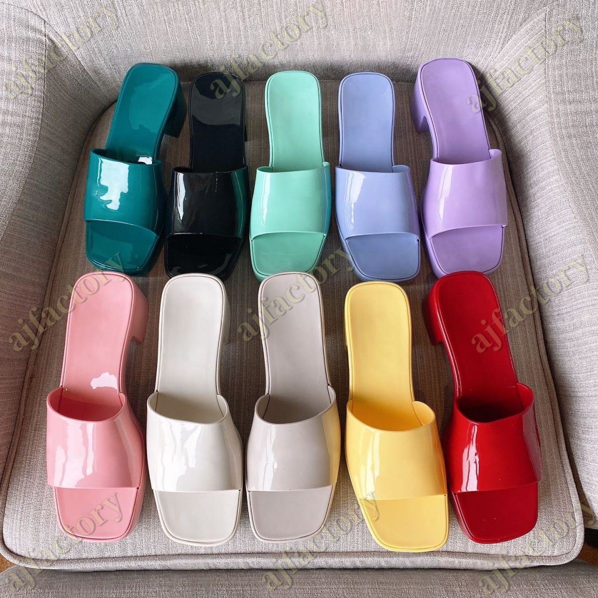 

2023 Rubber High Heel Slippers Slide Sandal lady fruit Platform Slipper Summer Embossed Candy Beach Flip Flops for women womens Transparent jelly Slides