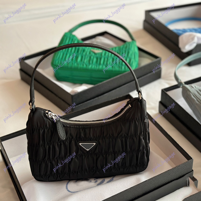 

Classic Nylon Hobos Women Fold Hobo Designer Handbags Lady Handle Bags New Designers Shoulder Bags Half Moon Street Fashion Purses D2304171F, Grey