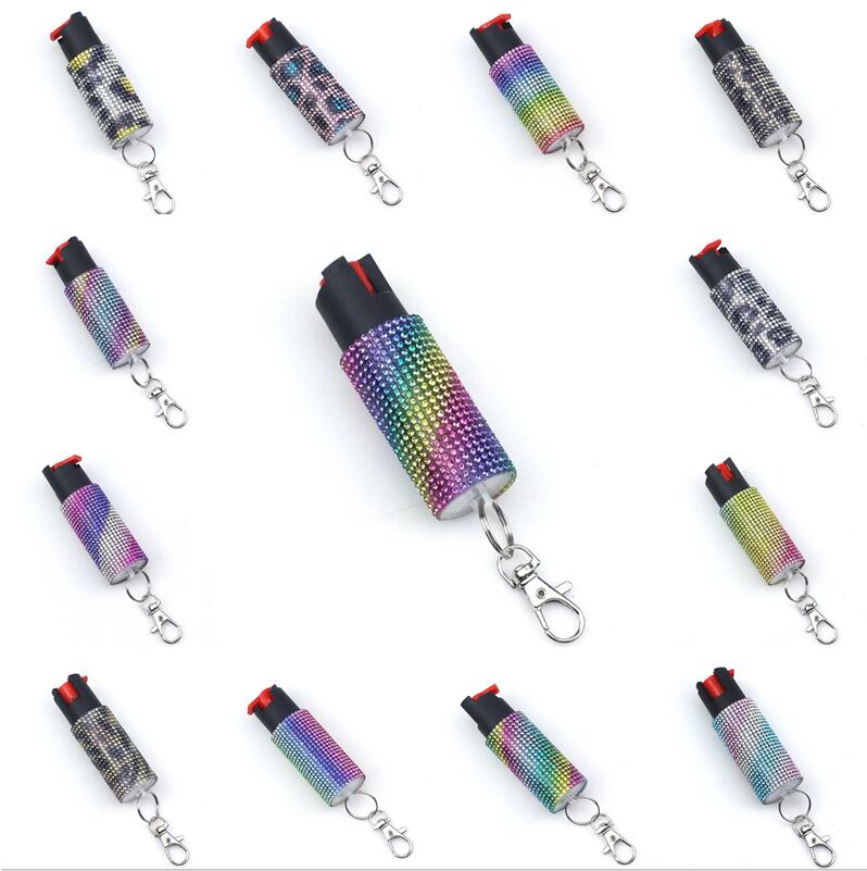 

Bulingbuling 13 Colors 20ml Spray Keychains Gradient Diamond Defense Keychain For Female Outdoor Self-defense Tools Accessory