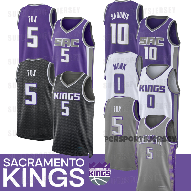 

5 De'Aaron Fox Sacramento "Kings "Basketball Jerseys Malik Monk Trey Lyles Harrison Barnes Domantas Sabonis Keegan Murray Davion King Jersey, Red