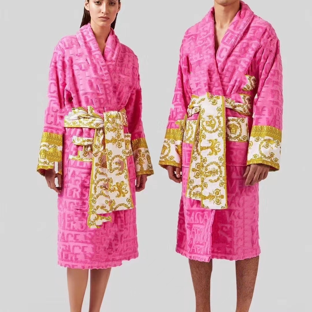 

Bath Robe Designer Long Hoodie Lovers Couples Longstyle LUXURY European printing bright 100% cotton luxurious Couple BathRobe wholesale 2 pairs price 10% off, No.5 ( 2 pieces 10% off )
