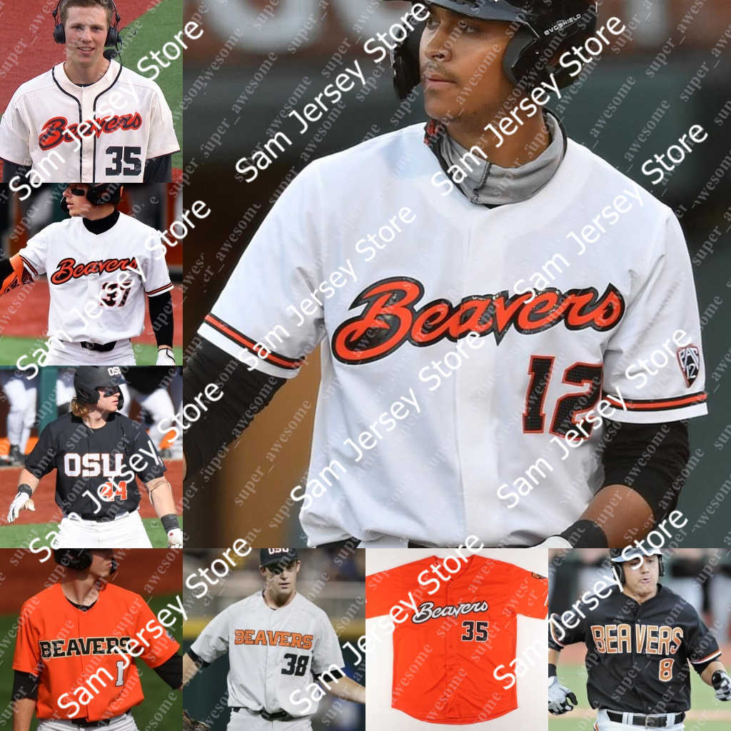 

OSU Oregon State Beavers Baseball Jersey Jacob Melton Travis Bazzana Wade Meckler Kyle Dernedde Justin Boyd Garret Forrester Adley Rutschman Michael Conforto, Black ii