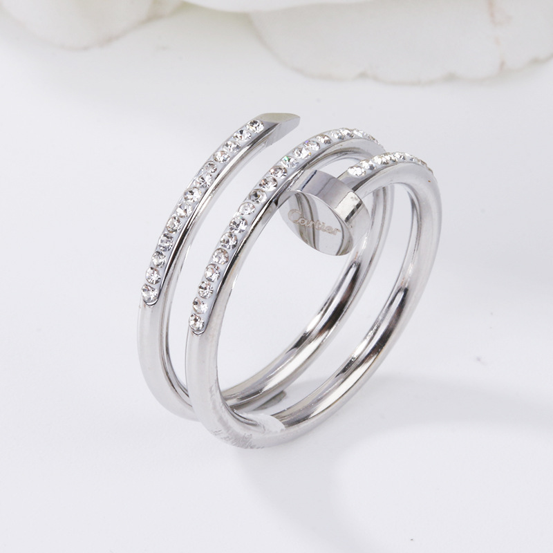 

Luxury Design Micro Pave Clover Nail Ring Jewelry for Women Gift