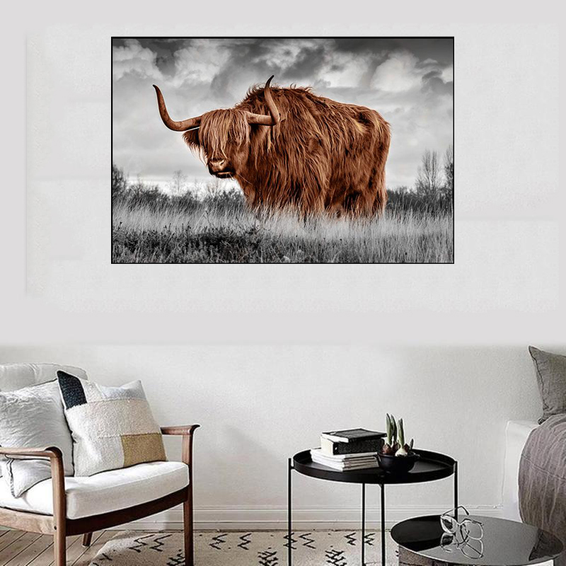 

Waste Cattle Picture Wild Animal Canvas Painting Printed Wall Art For Living Room Modern Decorative Pictures Home Decor unframe