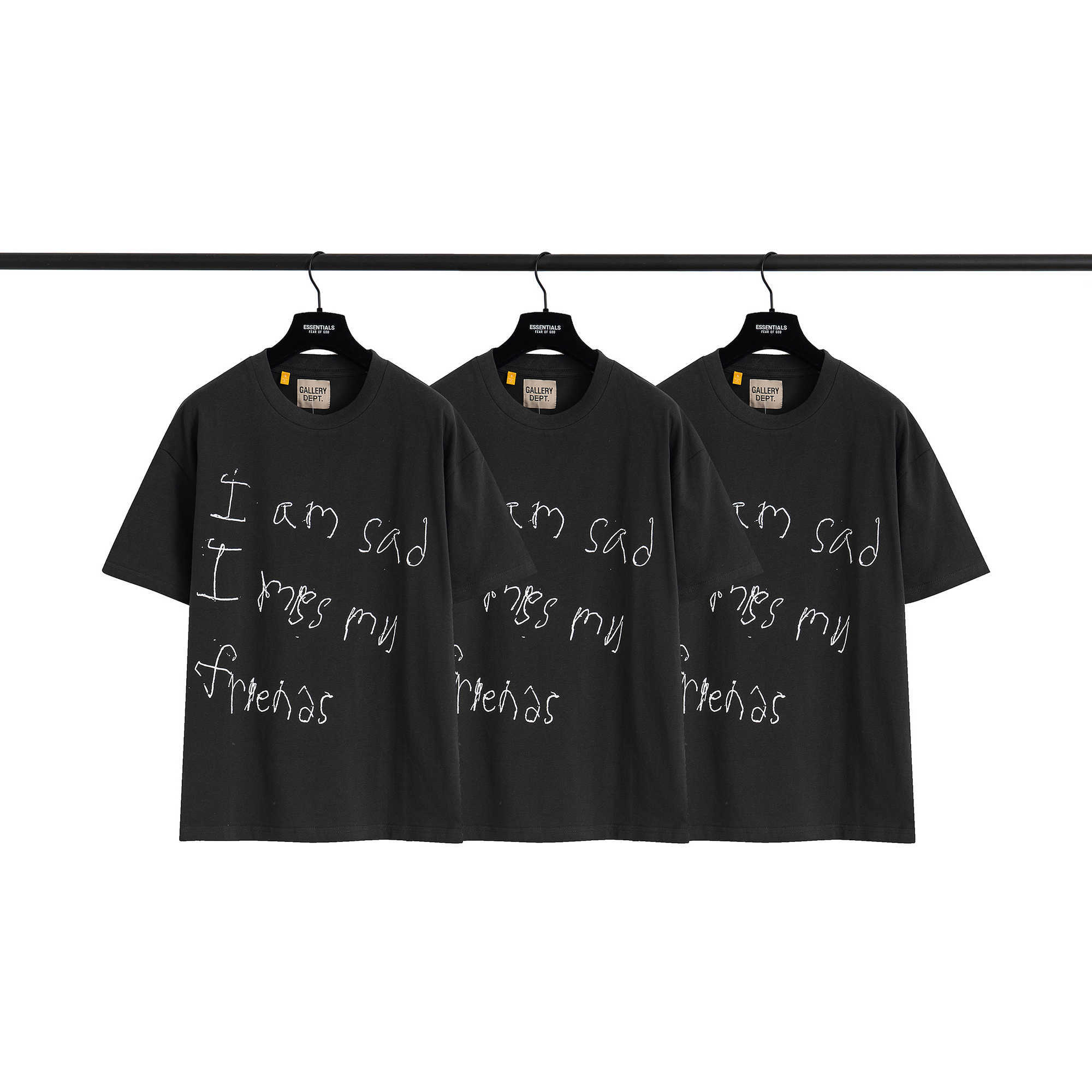 

Fashion Designer Clothing Galleryes Depts Tees Rock Tshirt Distressed Graffiti Print American Brand High Street Loose Men's Round Neck Short Sleeve T-shirt Hip Hop, Black distressed graffiti short sleeve