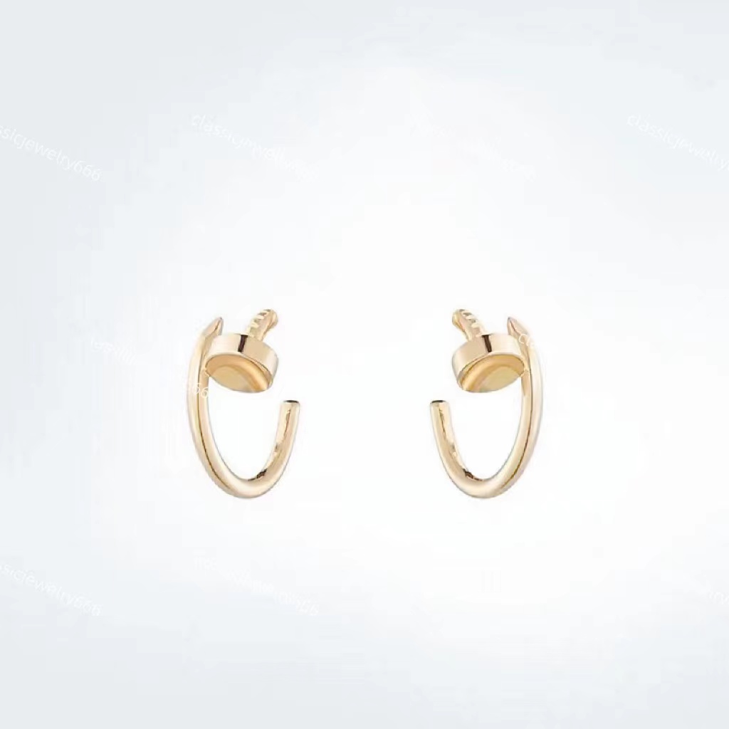 

Luxury Designer Gold Earrings Women's Classic Nail Earrings High Quality 18K Gold Jewelry Small Diamond Earrings with Box