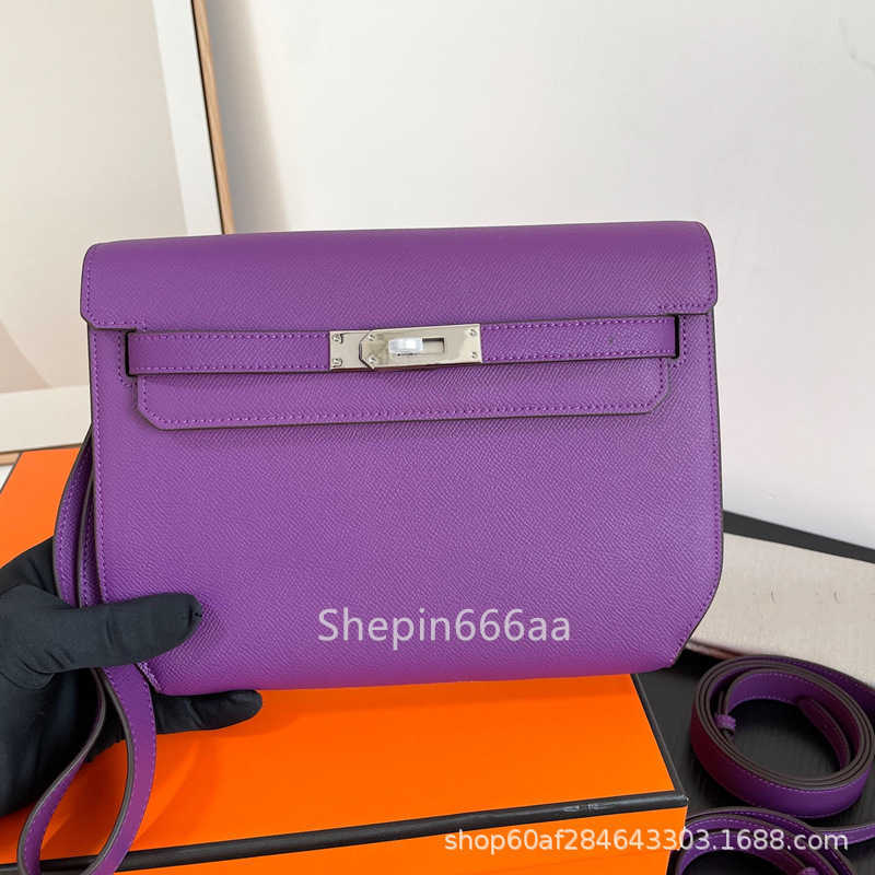 

depeche 25 2023 New Genuine Leather Underarm Bag Unisex Commuter Postman Bag One Shoulder Straddle Versatile Bag, Anemone purple