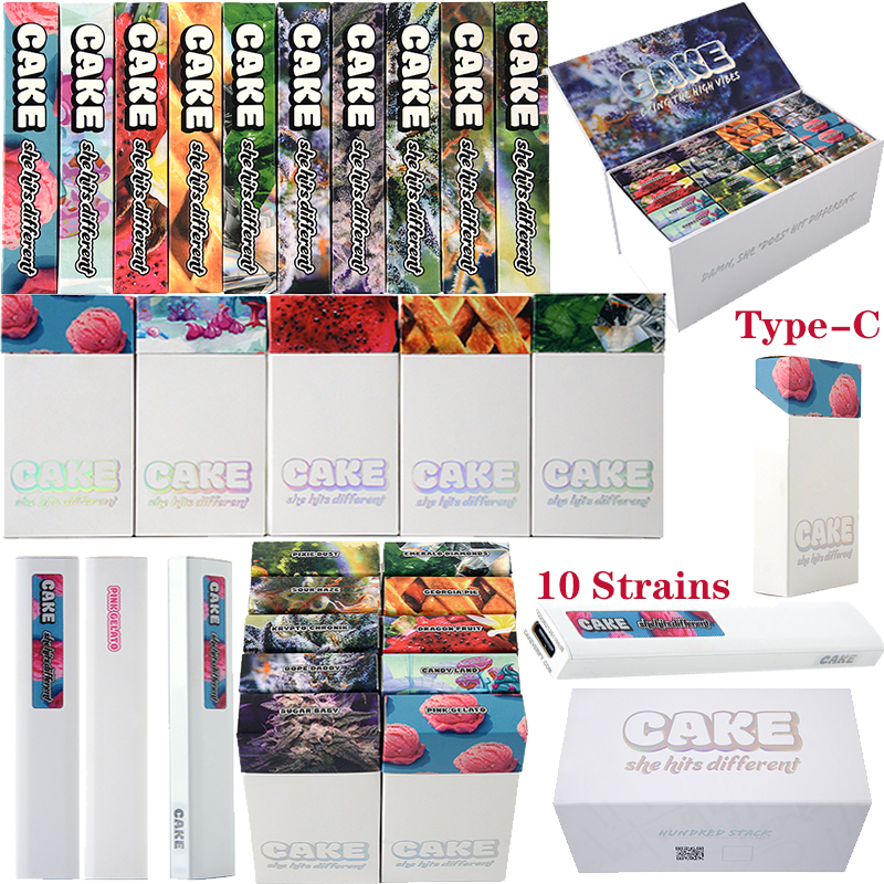 

USA STOCK Cake E Cigarettes Rechargeable Disposable 1ml Starter Kit Vapes Pens Cartridges Empty Oil Carts Device Pods Vaporizers Dab Wax She Hit Different Type C