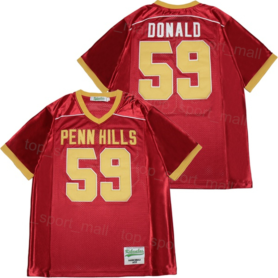 

High School Penn Hills 59 Aaron Donald Jersey Football For Sport Fans Pure Cotton Moive Breathable Team Color Red College All Stitched Vintage University Retro, Green