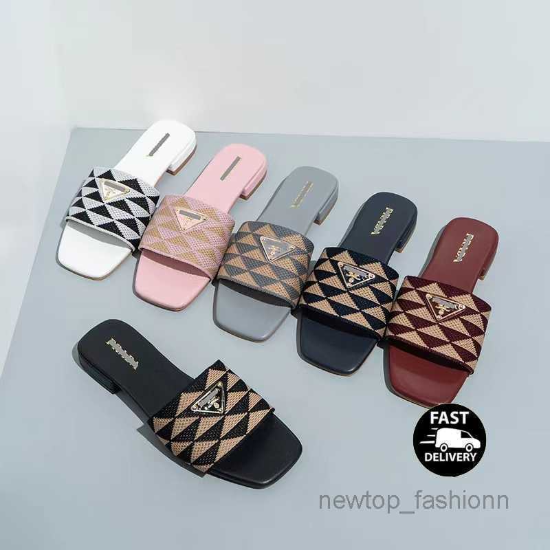 

Embroidered Fabric Slides Slippers Black Beige Multicolor Embroidery Mules Womens Home Flip Flops Casual Sandals Summer Leather Flat Slide Rubber Sole 36-42, Red