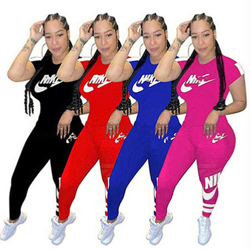 

2023 Brand Women Letter Tracksuits Summer Two Piece Sets Short Sleeve T-Shirt Pants Fashion Sports Suit Crew Neck Outfits Pullover Jogging Suit DHL 4563, Mix color
