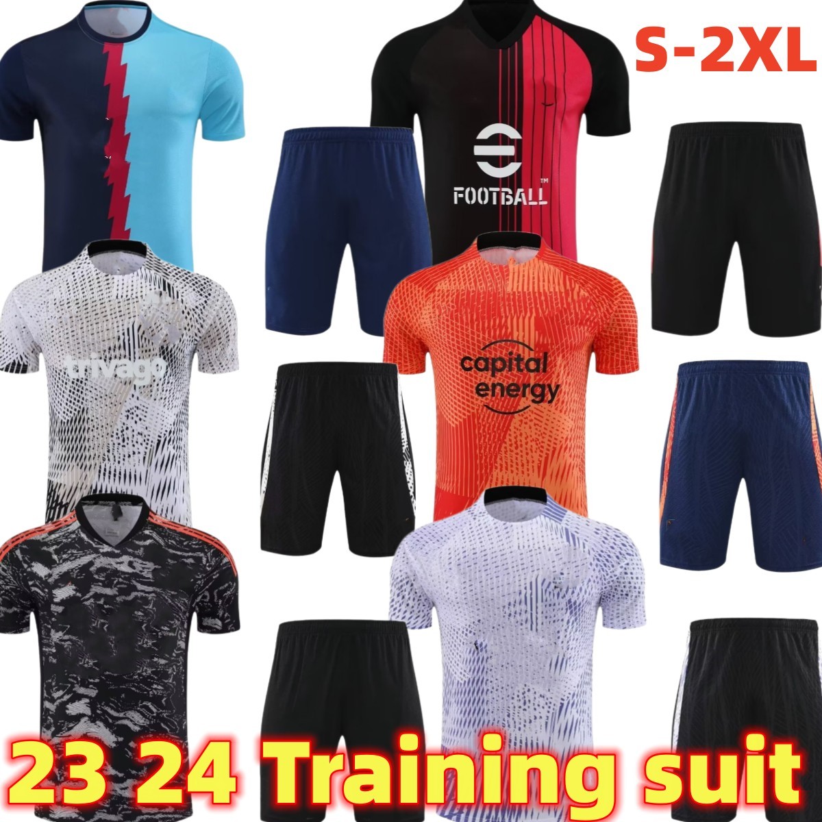 

23 24 Men TRAINING suit Madrids TRACKSUIT soccer jerseys BENZEMA MODRIC VALVERDE Madrides chandal futbol survetement football shorts sleeves sets