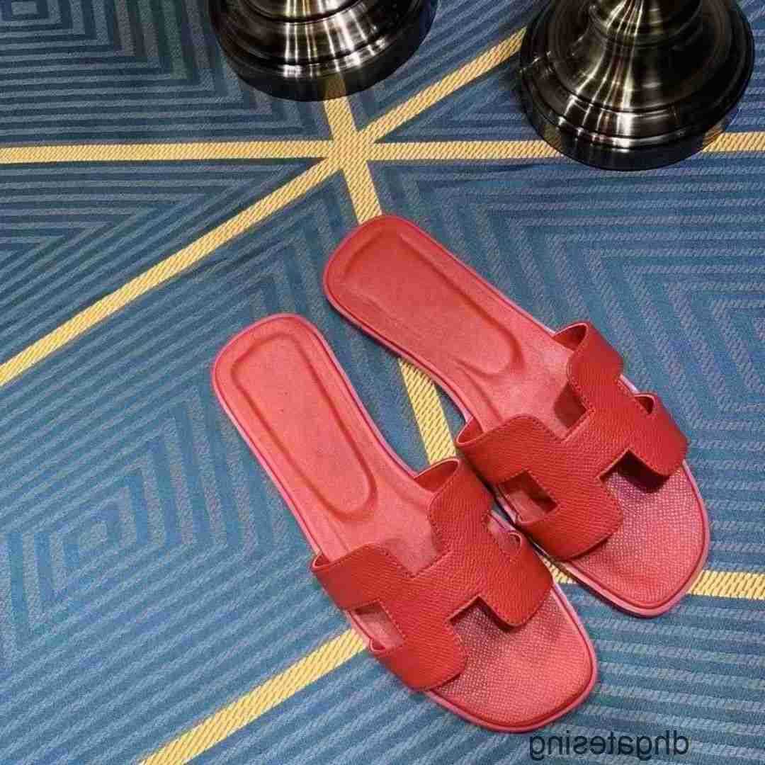 

Summer Wear Home Sandals Shoe Women's Orans Slipper Version Leather Flat Designer Bottom Logo 0fwc