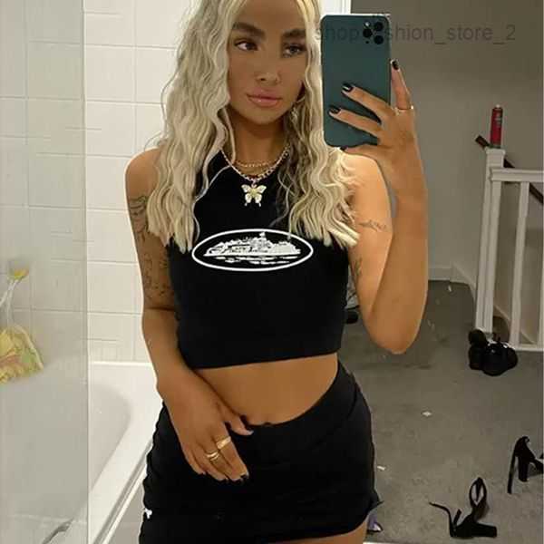 T-shirts pour hommes Taille T-shirt Corteiz Crtz Débardeurs pour femmes Top court Gilets sexy Noir Sans manches O-cou Croptops Débardeurs Y2k Cro