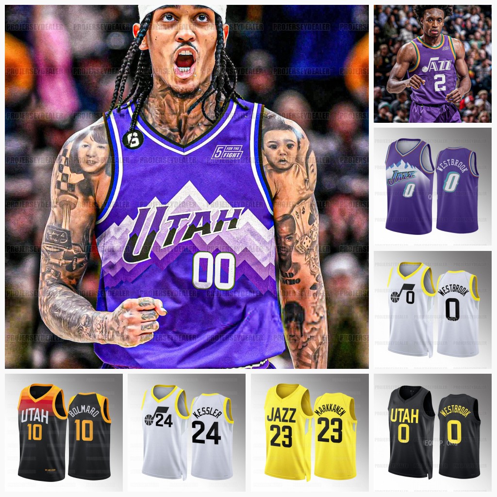 

Utahs 2023-24 Basketball Jersey Jazzs Lauri 23 Markkanen 00 Clarkson Walker 24 Kessler Talen 0 Horton-Tucker Collin 2 Sexton Kelly 41 Olynyk 11 Dunn, 2022-23 black1