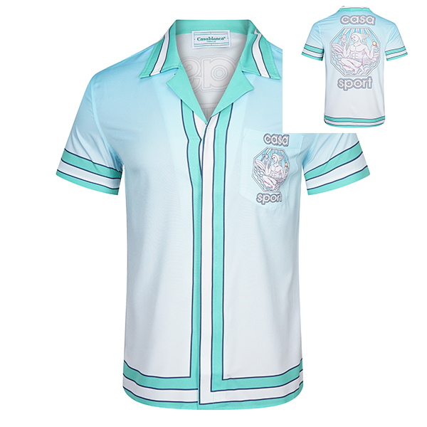 

Casablanc 22ss Sport Knit Rabbit Silk Mens Designer Shirts Hawaiian Short Sleeved Shirt Men Slim Fit Dress Variety TGYA