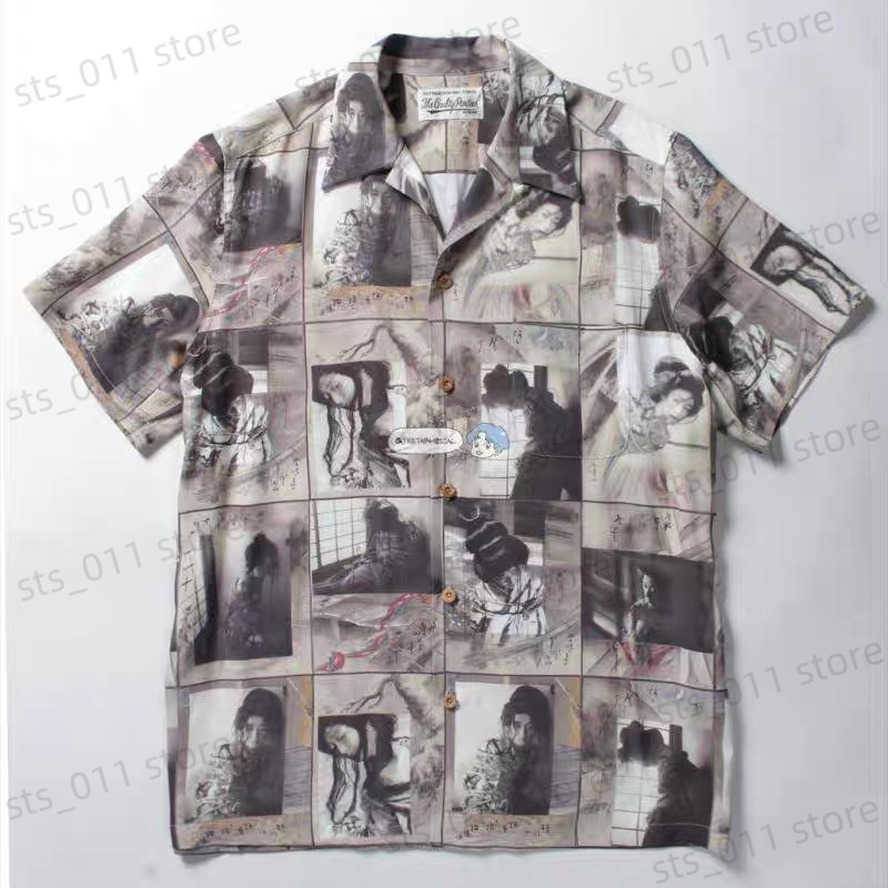 

Men's Casual Shirts WACKO MARIA Shirt Men Women High Quality Ink Painting Print Hawaiian WACKO MARIA Short T-Shirt T230419, 12