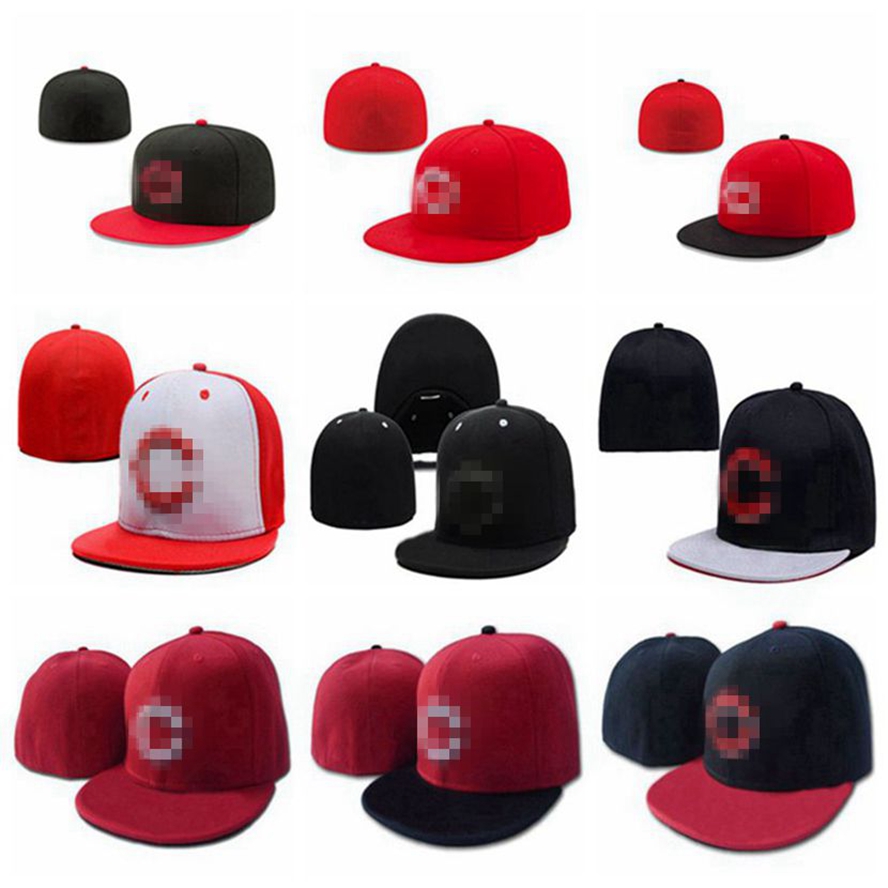 

Reds- C letter Baseball caps brand new fashion summer style men women hiphop Casquette Full Closed Fitted Hats
