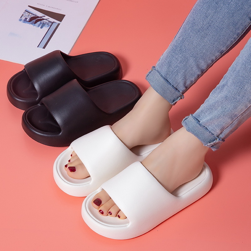 

Slippers Unisex Thick Soled AntiSkid Silent Bathroom Solid Color Home Eva Indoor Soft Shoes Couple Women Men Slides 230419, E962051a
