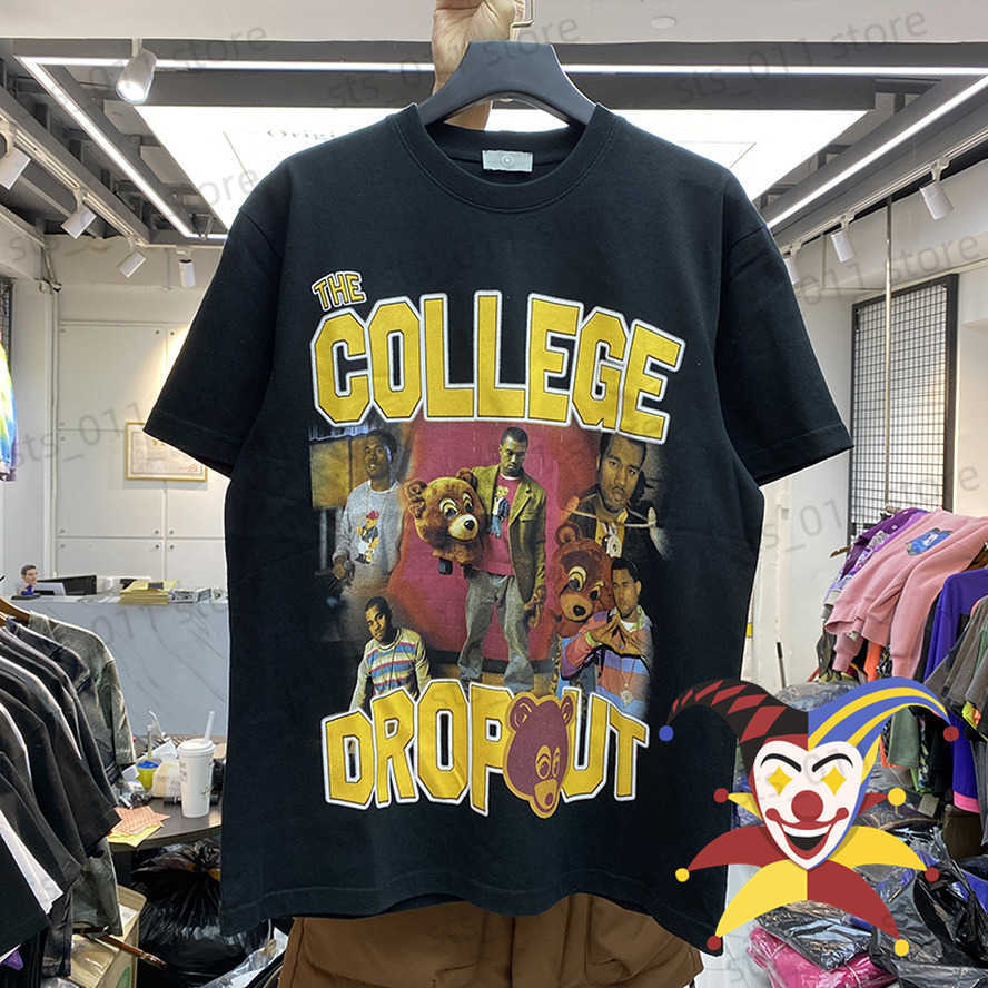 

Men's T-Shirts T shirt College Dropout Music Album Tee Men Women High Quality Pattern Print Washed Tops Hip Hop Short Sleeve T230419, Beige