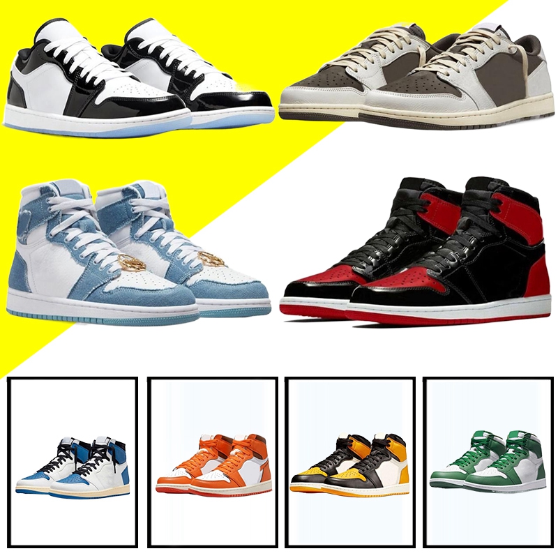 

With Box 1 Basketball Shoes Men Women 1s low Black Phantom Reverse Mocha Olive Lost Found Black White UNC Toe Lucky Green jor dan 1S Mens Trainer Sport Sneakers SIZE 36-47, 15