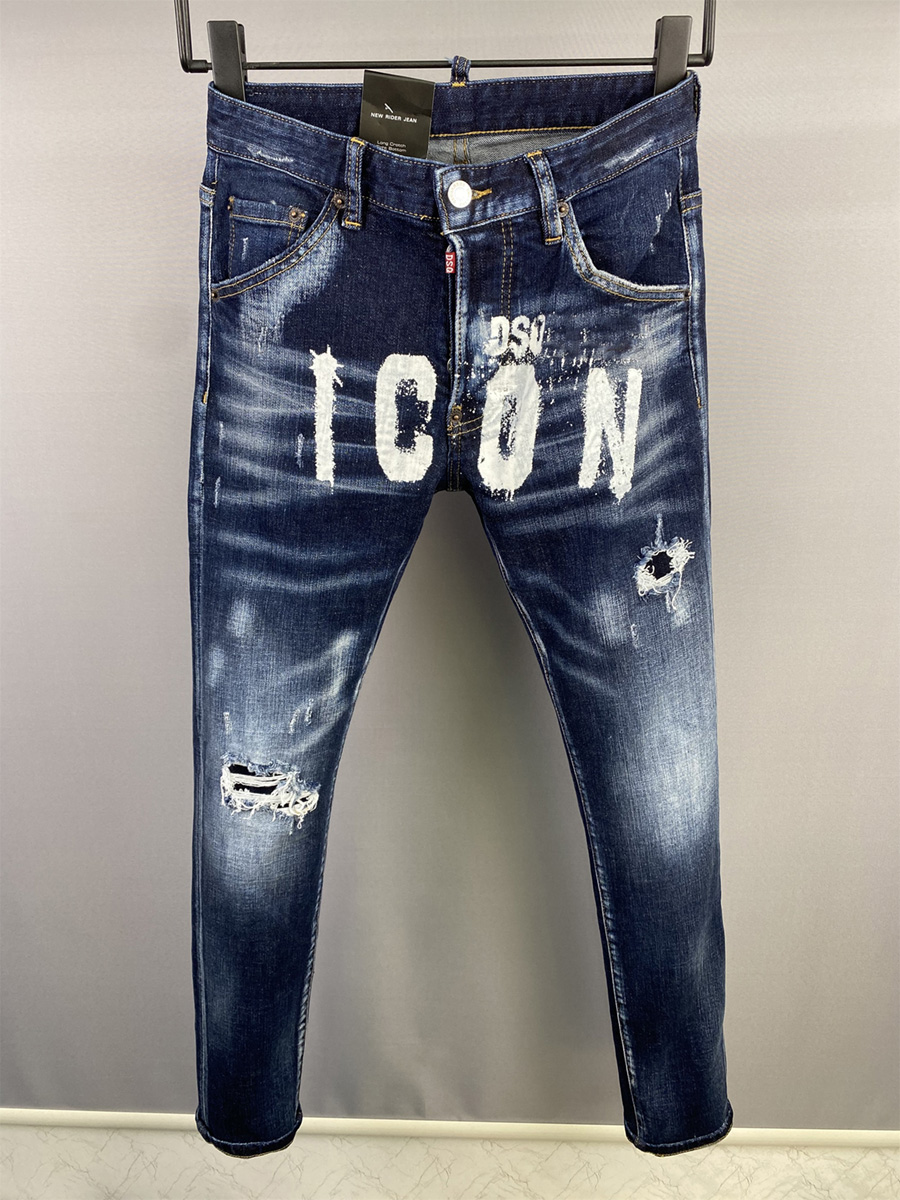 

dsq Men's Jeans DSQ2 COOLGUY JEANS Hip Hop Rock Moto Design Ripped Distressed straight Denim dsq2 blue Jeans 836, Blue 9836