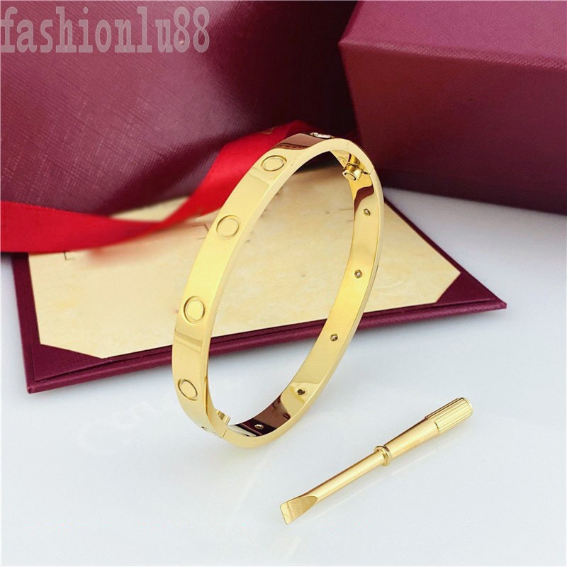 

Love bracelets screw luxury bangle for men plated silver women wedding valentines day fashion cuff bangles diamonds never fade non tarnish E23
