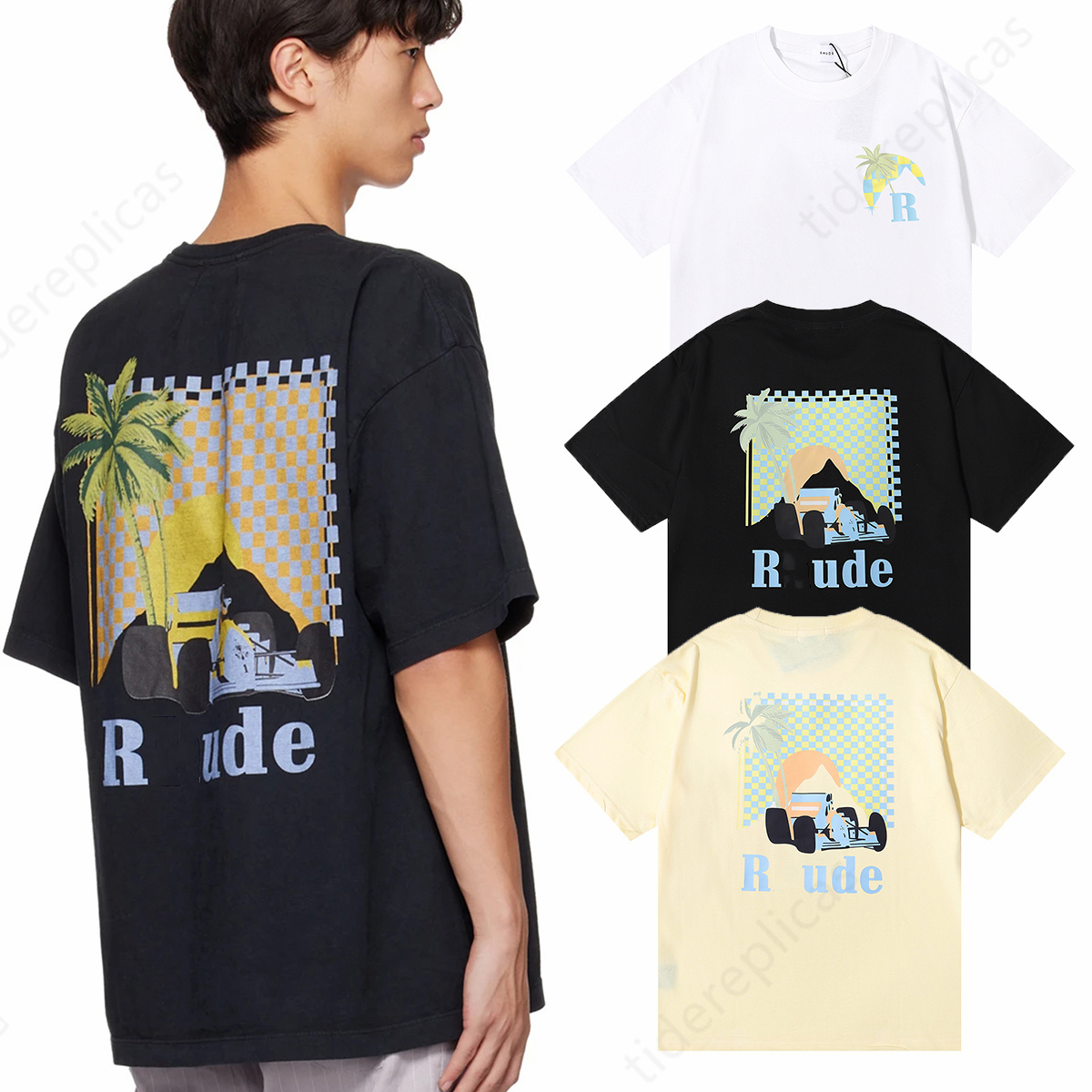 

men t shirt designer t shirts women clothing graphic tees Pattern tee clothing high street cotton Hip Hop Simple Letters Retro Print Loose Racing, No.12