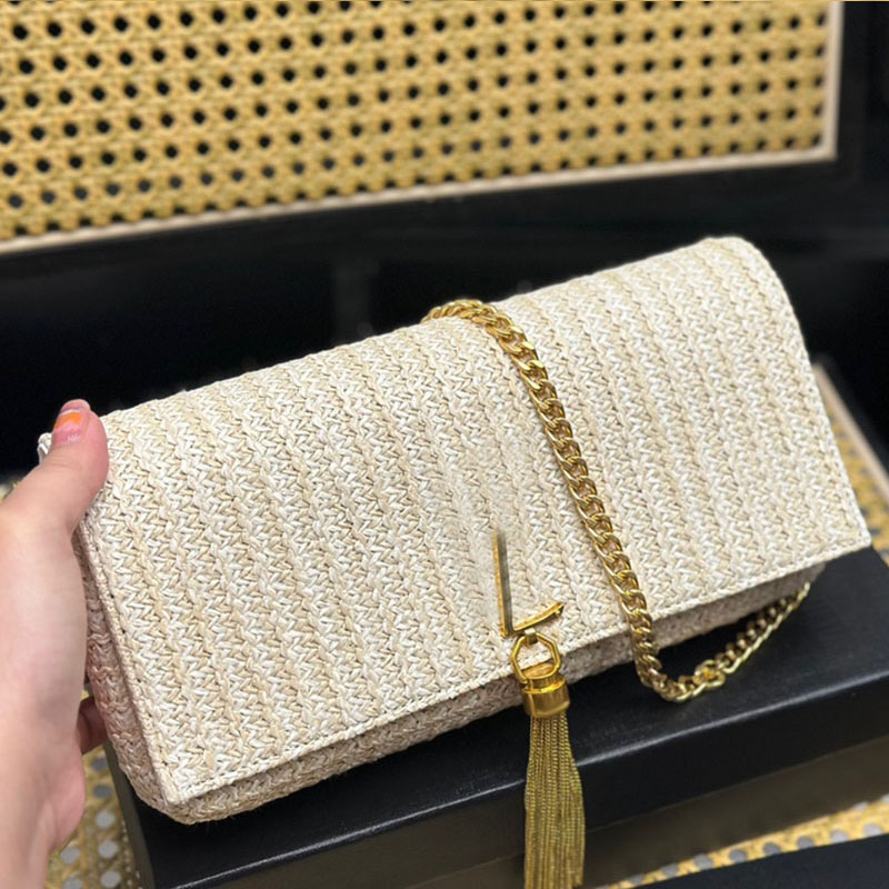 

Straw Tassel Handbag Designer Bag V Stitch Gold Metal Hardware Adjustable Leather Strap Crossbody Shoulder Bags Clutch Purse Women Casual Sacoche 26x13cm, Customize