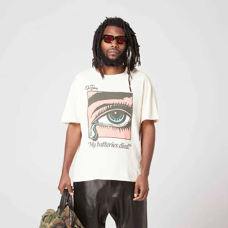 

Fashion Designer Clothing Tees Rock Tshirt Galleryes Depts.dead Batteries Tee Heartbreak Tears Girl Print Short Sleeve T-shirt Male Streetwear Hip hop TShirts, Rice apricot color
