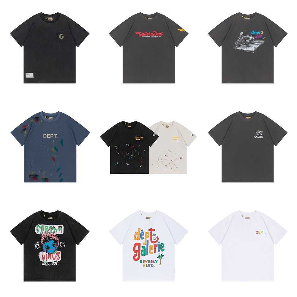 

Fashion Designer Clothing Tees Rock Tshirt Galleryes Depts Vintage Color Splash-ink Graffiti High Street Washed Short Sleeve T-shirt Mens Hip hop TShirts Tops new