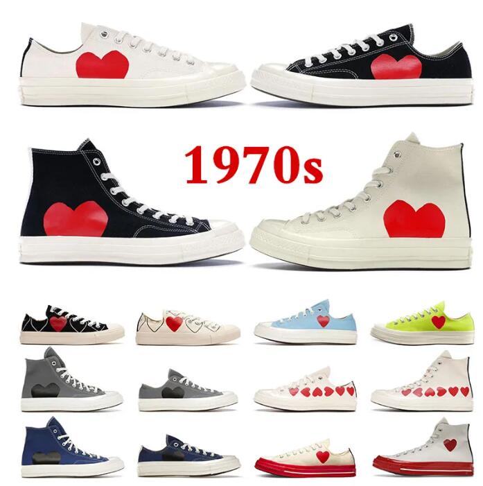 

1970 Red Heart Casual Shoes 1970s Big Eyes Play Chuck Multi Hearts 70s Hi Skate Platform Shoe Classic Canvas Jointly Name Men Skateboard Sneakers 35-44, 14