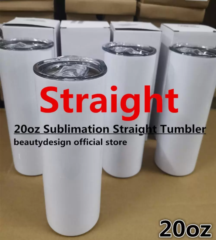 

2 Days Delivery 50pcs/Carton Mugs Sublimation Blanks Straight Tumbler 20 oz Stainless Steel Double Wall Insulated Slim Water Tumbler Cup with Lid and Straw CA/US STOCK, White