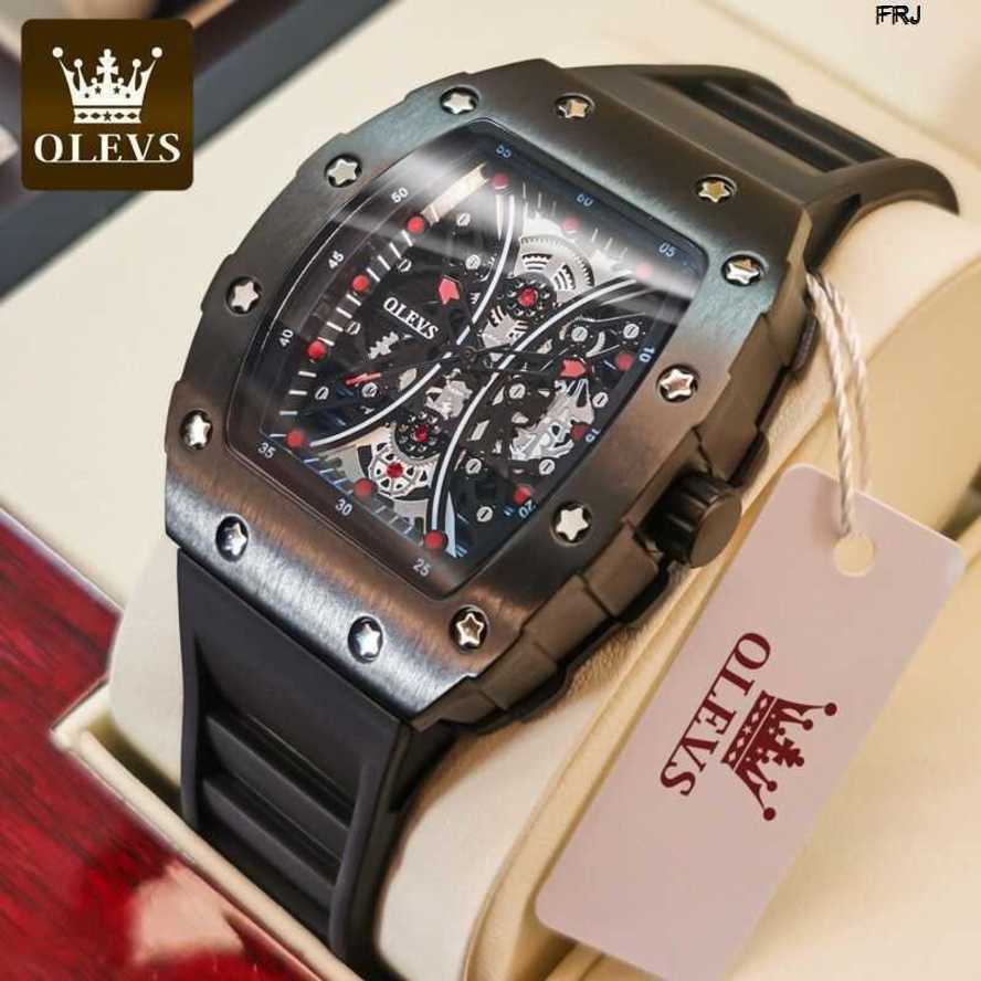 

Designer Watches Richads Milles Miller Wine Bucket Male Dominant New Concept Rubber Hollow Out Fully Automatic Mechanical with Night Glow and Waterproof Fr 0PBS, Black tape;black shell;white needle