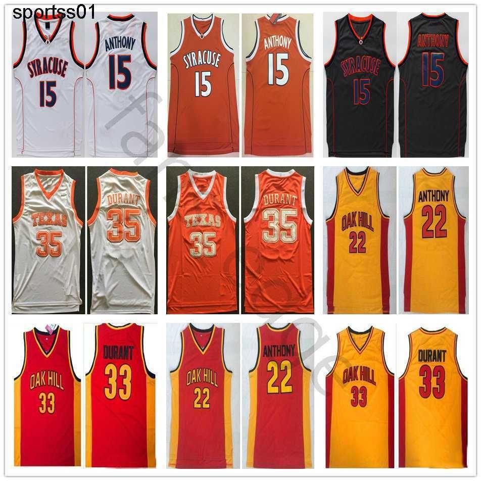 

NCAA Syracuse Orange Carmelo #15 Anthony Oak Hill High School 22 Anthony 33 Durant Texas Longhorns Kevin 35 Durant College Basketball Jersey