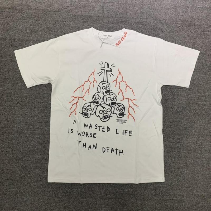 

Men' T Shirts 2023 Men Cotton Skull TUFF CROWD WASTED LIFE T-Shirt Hip Hop Skateboard Street T-Shirts Tee Shirt Top Kenye #137