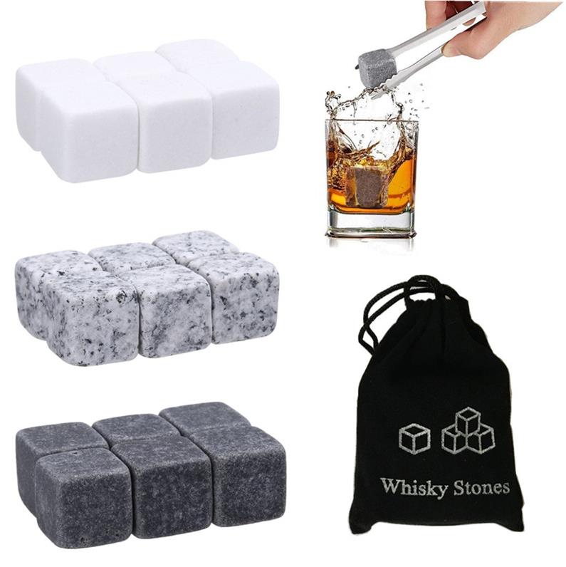 

Natural Granite Whiskey Stones Sipping Ice Cube Whisky Stone Wine Rocks Cooler Wedding Gift Favor Christmas Bar accessories