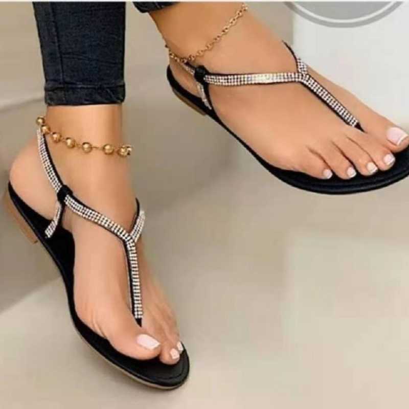 

Summer Shoes for Women 2023 Fashion Pointed Toe Flats Women's Casual Sandals Ladies Flip Flops Roman Low Heel Woman Sandalias AA230418, Gold
