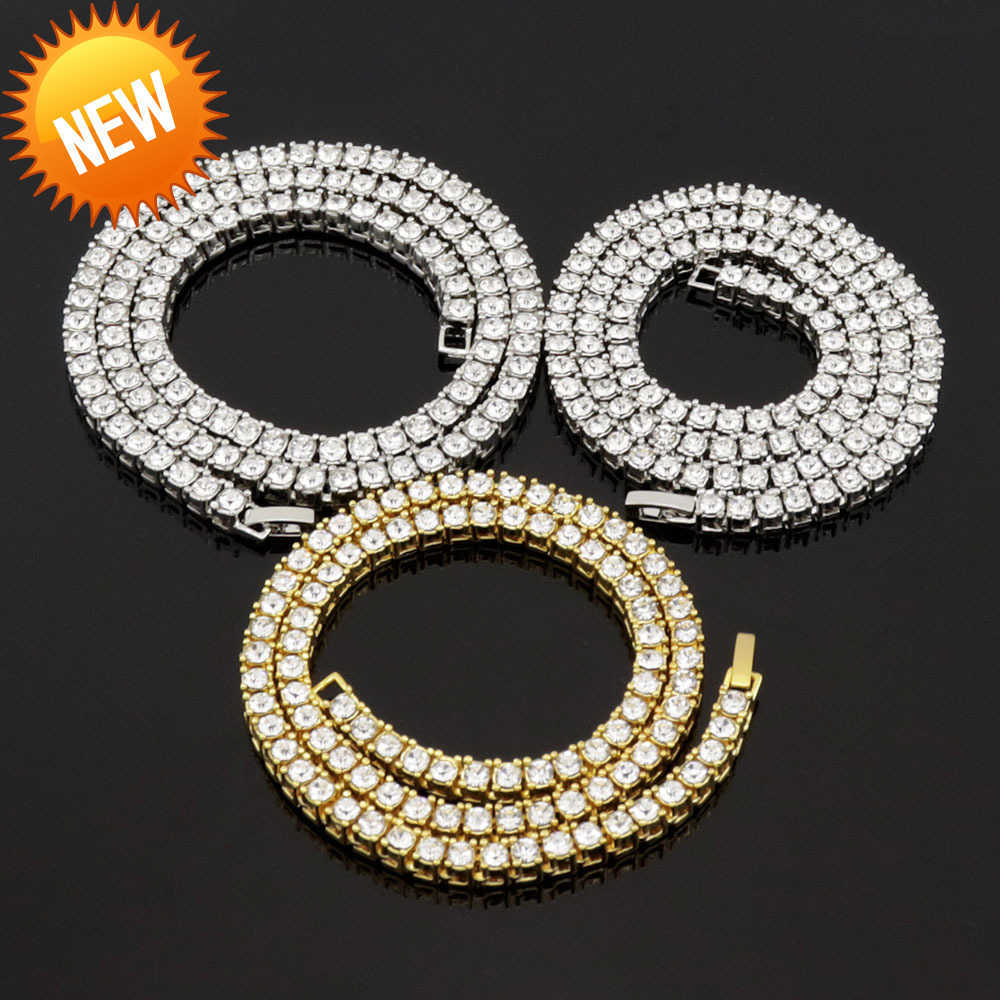 

Single row diamond hip hop Necklace 3mm 4mm alloy diamond tennis chain men's and women's tennis chain jewelry