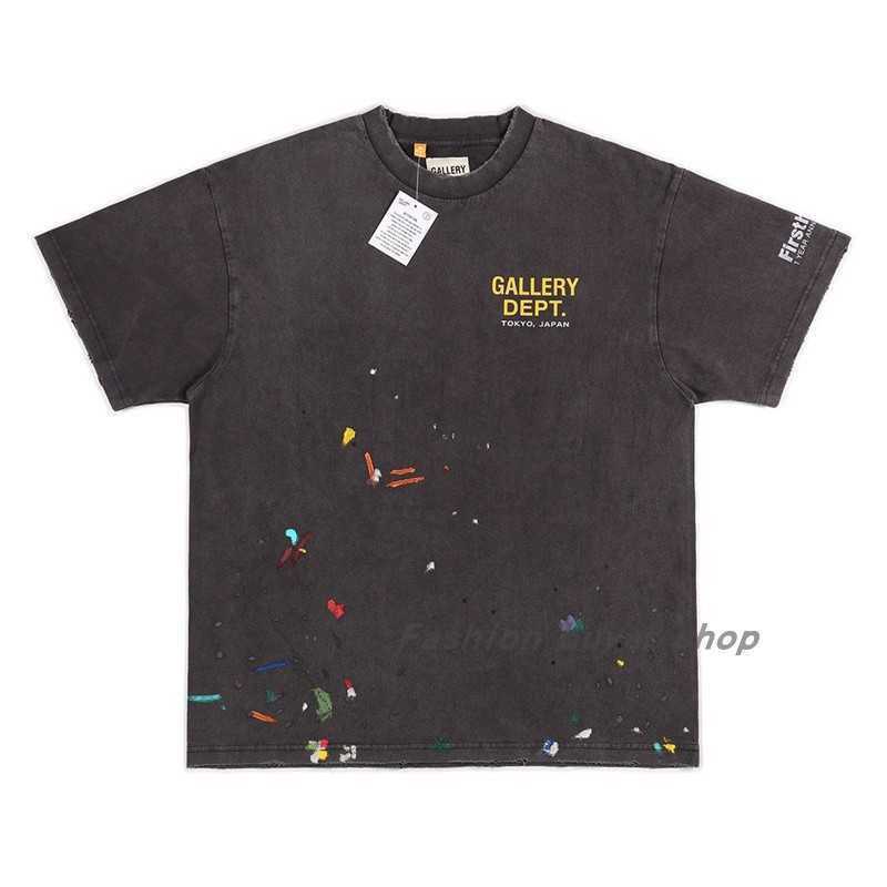 

Fashion Designer Clothing Tees Rock Tshirt Galleryes Depts. Tokyo Limited Washed Damaged Letter Colored Speckled Ink Graffiti Men's Women's Short Sleeve T-shirts, Old white